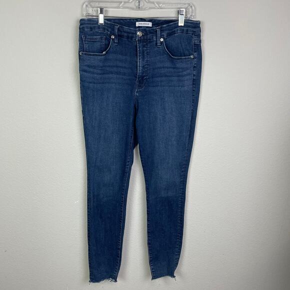 Good American Blue Denim Good Legs Raw Hem Jeans 14 - Picture 1 of 6